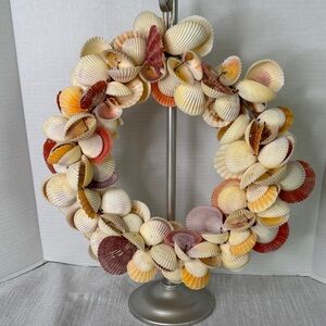 Wreath Coastal Seashell Wreath - Multicolor or candle ring on a plate